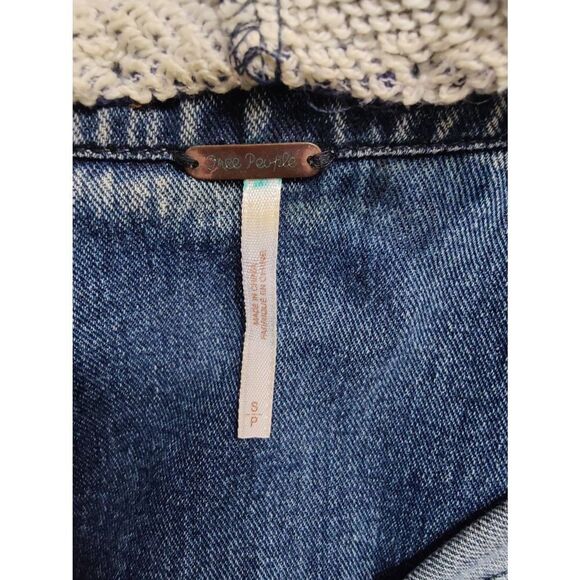 Free People Intentionally Distressed Denim Jacket with Hood - Picture 6 of 6